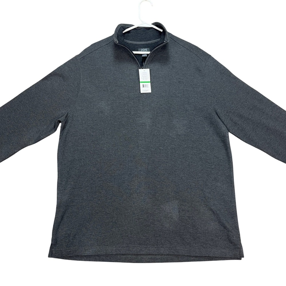 Joseph Abboud Mens L Heather Gray Ribbed 1/4 Zip Pullover Sweater Joe NEW FLAW
